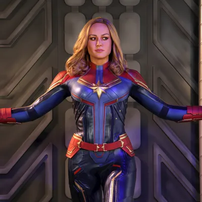 Captain Marvel with her arms out wax figure at Madame Tussauds Blackpool