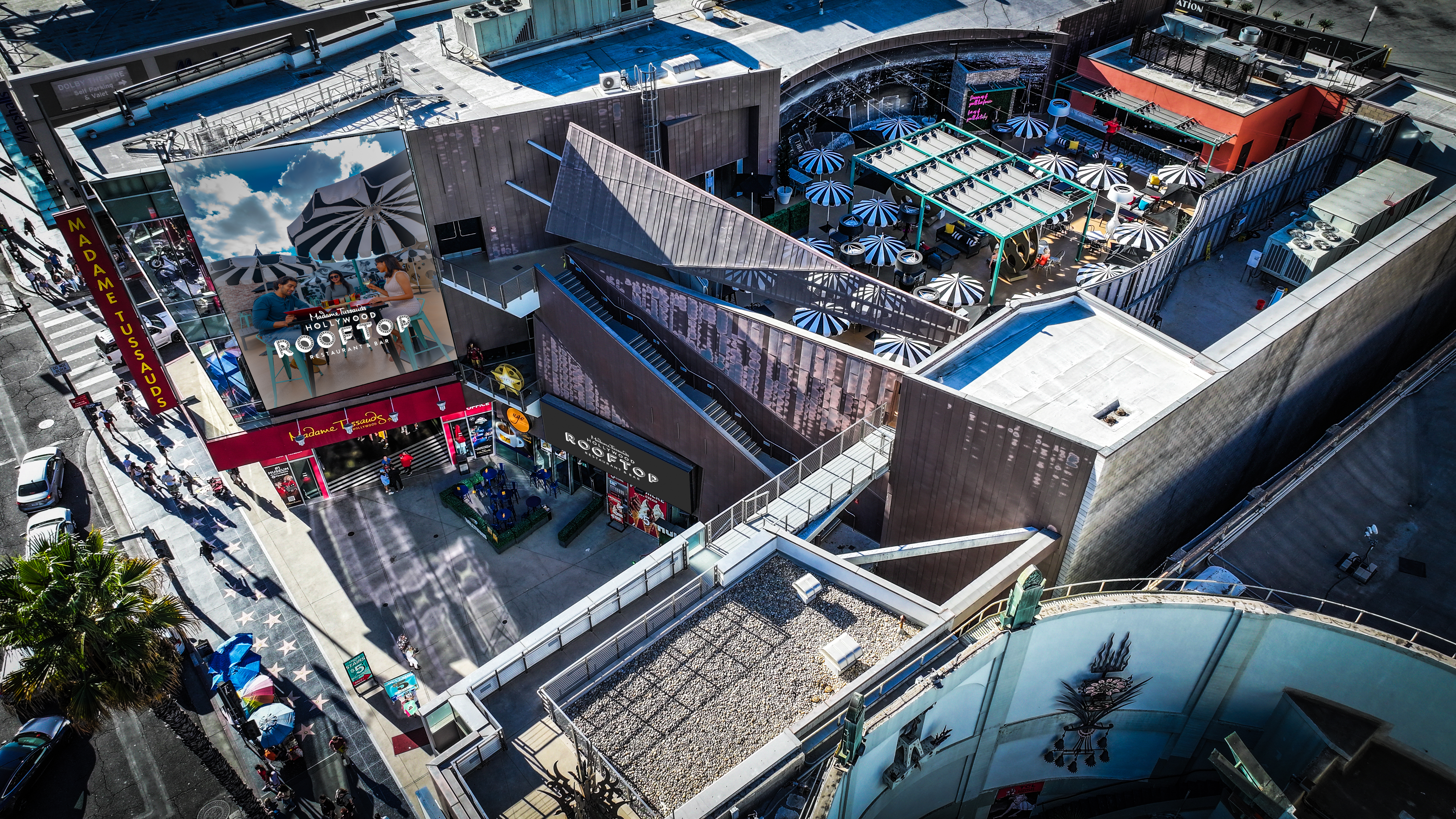 Daylight aerial photo of the Hollywood Rooftop Restaurant & Bar 