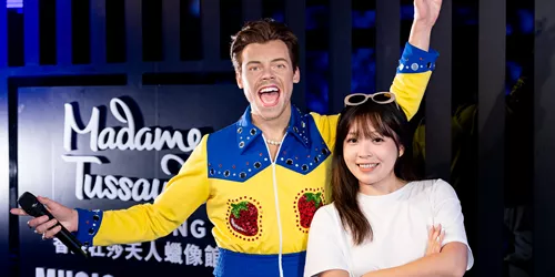 Harry Styles wax figure limited display at Madame Tussauds Hong Kong.