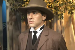 banjo paterson wax work in brown hat