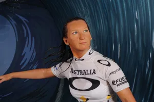 Layne Beachley waxwork surfing